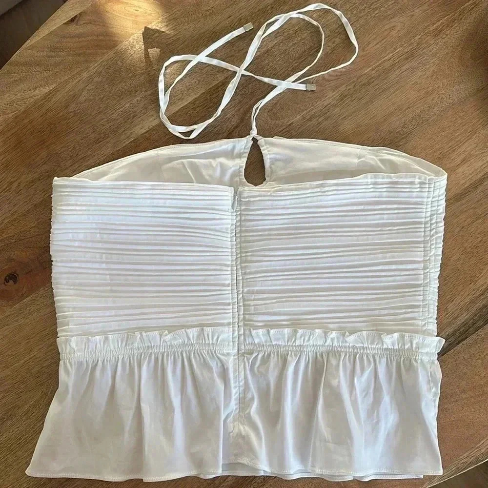 White House Black Market Poplin Keyhole Bustier Top - Size 12 - Picture 6 of 6
